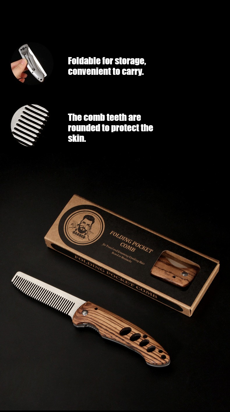 Pettine Pieghevole in Legno Ma - Men'S Grooming Product recensione e prezzo